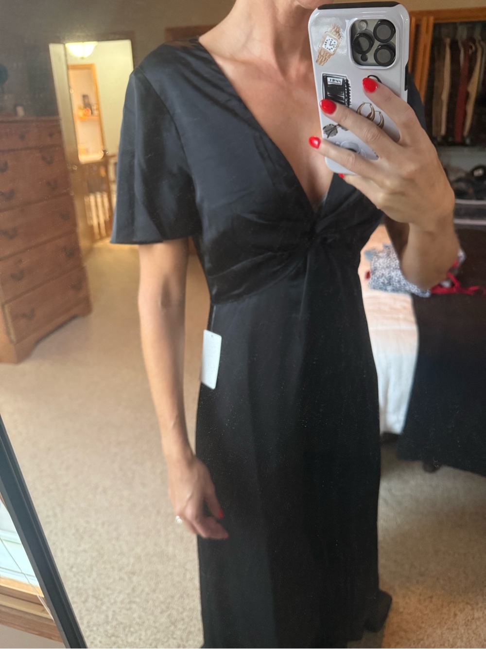 Show Me Your Mumu Black V-Neck Knot-Front Maxi Dress - Women